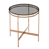 Bradford Modern Smoked Glass & Rosegold End Table