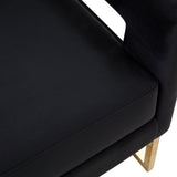 Edna Modern Black Velvet & Gold Accent Chair
