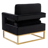 Edna Modern Black Velvet & Gold Accent Chair