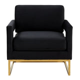 Edna Modern Black Velvet & Gold Accent Chair