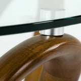 Lassen Modern Glass & Walnut Coffee Table