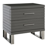 Splendor Grey High Gloss Slatted Nightstand