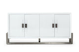 Lenny Modern White High Gloss & Stainless Steel Gun Metal Buffet