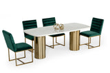 Rocky Glam White Marble & Brush Gold Dining Table