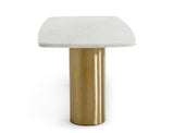 Rocky Glam White Marble & Brush Gold Dining Table