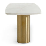 Rocky Glam White Marble & Brush Gold Dining Table