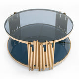 Bryce Modern Smoked Glass & Rosegold Round Coffee Table