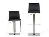Folsum Modern Black & Brushed Stainless Steel Adjustable Bar Stool