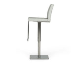 Folsum Modern Light Grey & Brushed Stainless Steel Adjustable Bar Stool