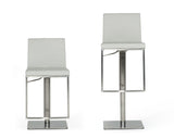Folsum Modern Light Grey & Brushed Stainless Steel Adjustable Bar Stool