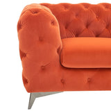 Delilah Modern Orange Fabric Loveseat