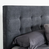 Addison Mid-Century Modern Grey Fabric & Walnut Bed