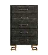 Howard Modern Shagreen Grey Leatherette & Gold Chest