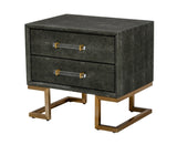 Modrest Howard Modern Shagreen Grey Leatherette & Gold Nightstand
