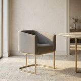 Yukon Modern Medium Grey Fabric & Antique Brass Dining Chair