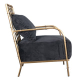 Ignacio Glam Black Velvet & Gold Accent Chair