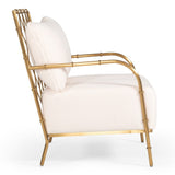 Ignacio Glam White Velvet & Gold Accent Chair