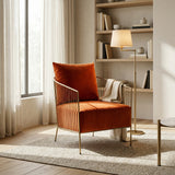 Loveland Glam Orange Velvet Accent Chair