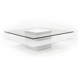 Clarion Modern White & Clear Glass Coffee Table