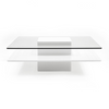 Clarion Modern White & Clear Glass Coffee Table