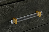 Howard Modern Shagreen Grey Leatherette & Gold Chest