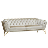 Stella Transitional Beige Velvet Sofa Set