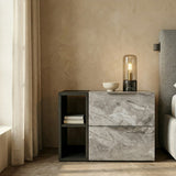 Maranello Modern Grey Fabric Bed with Two Nightstands