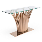 Paxton Modern Glass + Rosegold Console Table