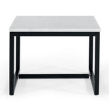 Baca White Marble + Black Metal End Table
