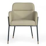 Brady Modern Black Metal + Greige Vegan Leather Dining Chair
