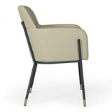 Brady Modern Black Metal + Greige Vegan Leather Dining Chair