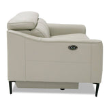 Eden Modern Grey Leather Loveseat with 2 Recliners