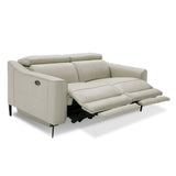 Eden Modern Grey Leather Loveseat with 2 Recliners