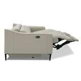 Eden Modern Grey Leather Loveseat with 2 Recliners