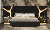 Aspen Modern Black + Gold Bed + Nightstands