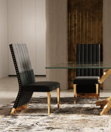 Keisha Modern Black Velvet and Gold Dining Chair Set of 2