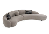 Allis Glam Grey and Black Fabric Curved Sectional Sofa