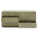 Nixa Modern Wide Birch + Brushed Bronze Dresser