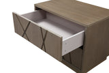Nixa Modern Beige Velvet + Brushed Bronze + Birch Bed + Nightstands-eastern