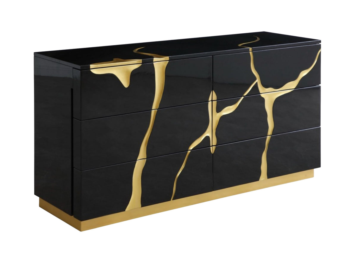 Aspen Modern Black and Gold Dresser