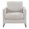 Prince Contemporary Off White Fabric + Silver Accent Chair