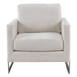 Prince Contemporary Off White Fabric + Silver Accent Chair