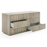 Roma Modern Faux Travertine + Gold Dresser