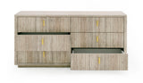 Roma Modern Faux Travertine + Gold Dresser