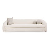 Joshua Modern 4-Seater Curved White and Taupe Fabric Sofa