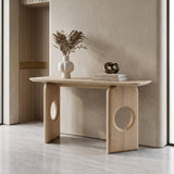 Osaka Modern Faux Marble + Natural Ash Console Table