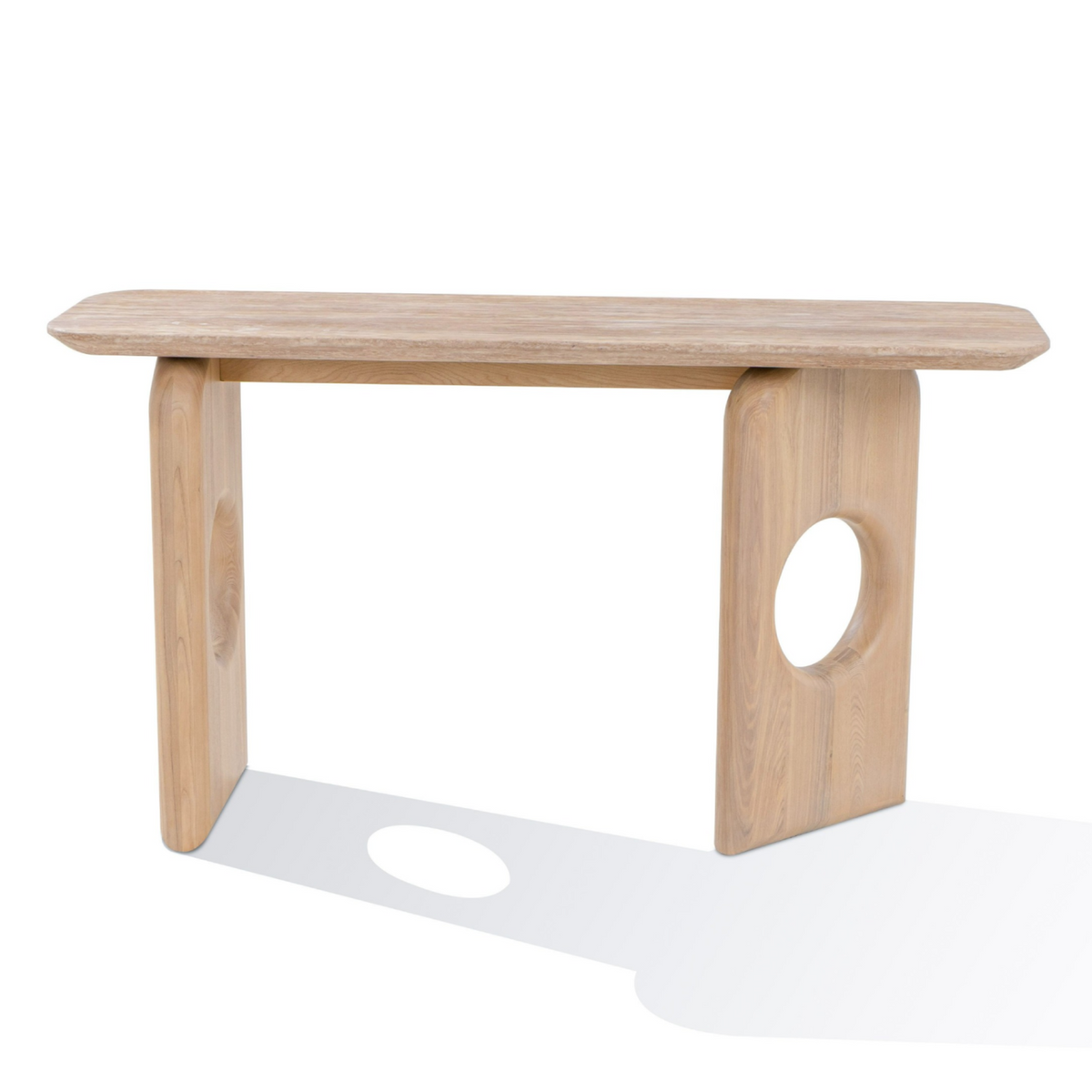 Osaka Modern Faux Marble + Natural Ash Console Table