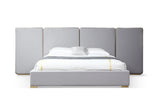 Eastern King Athena Modern Light Grey Linen + Gold Bed