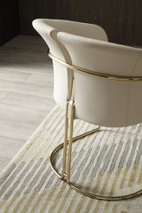 Renfew Modern Beige Vegan Leather + Champagne Gold Dining Chair