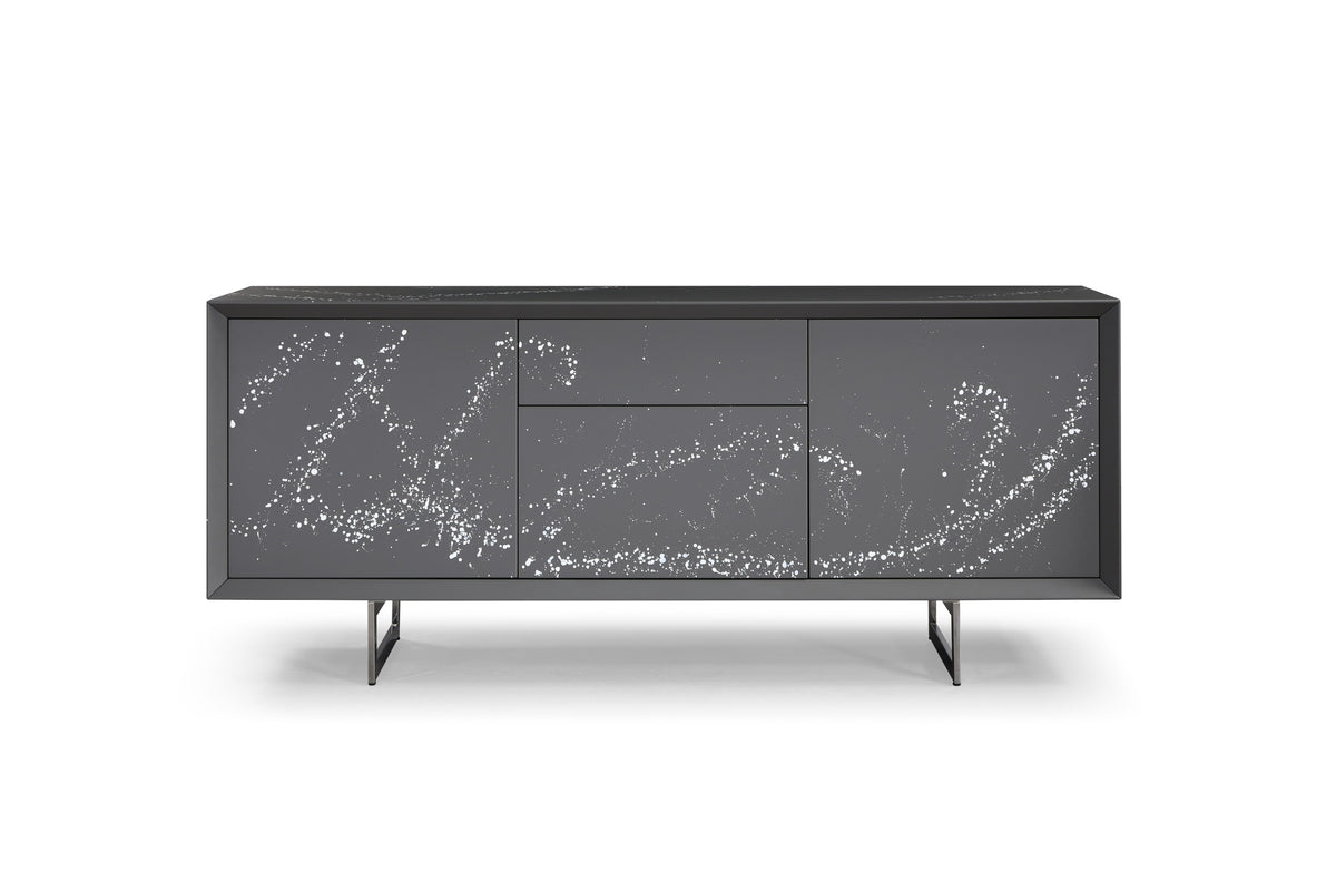 Hawick Contemporary Dark Grey + Abstract White Paint Buffet